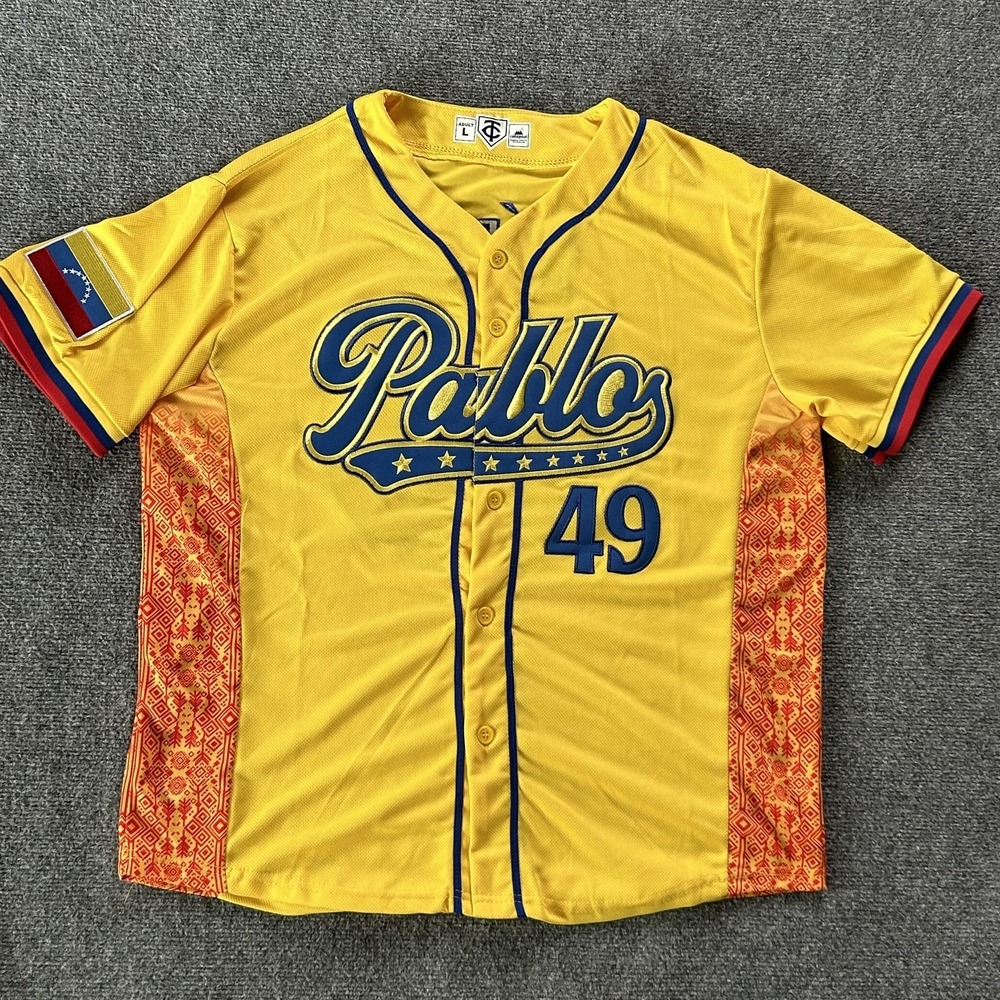 Minnesota Twins Jersey Mens Large Yellow MLB Baseball Cotapaxi Pablo Lopez 49 - Picture 9 of 14